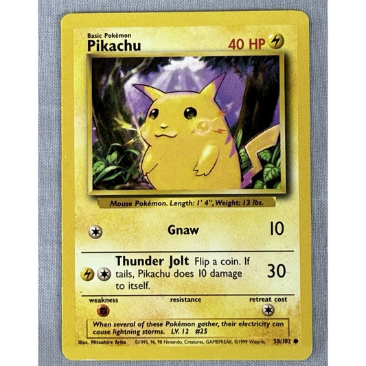 1995 Pikachu Basic Rare 58/102 Card