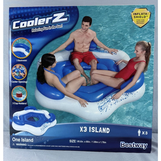 Bestway Blue CoolerZ X3 Island 3 Person Inflatable Sturdy With Inflatashiel 6ft