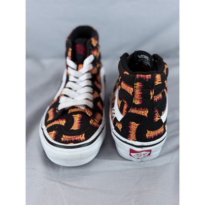 VANS x Thrasher Sk8-Hi Black Canvas Sneakers Skate VN0A5FCCBML Size 6