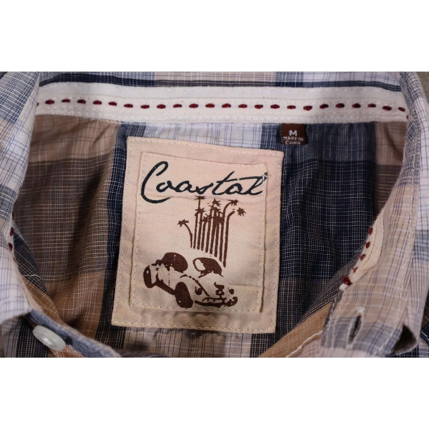 Coastal Shirt Mens Medium Plaid Short Sleeve Western Pearl Snap Casual