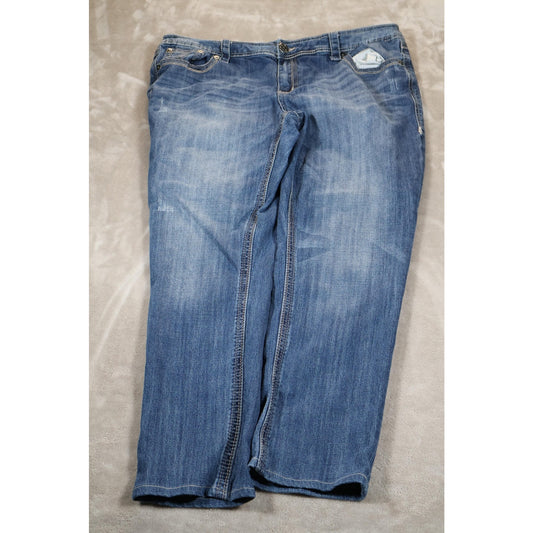 Seven7 Luxe Jeans Womens 20 Blue Straight Leg Denim Stretch Classic Pockets