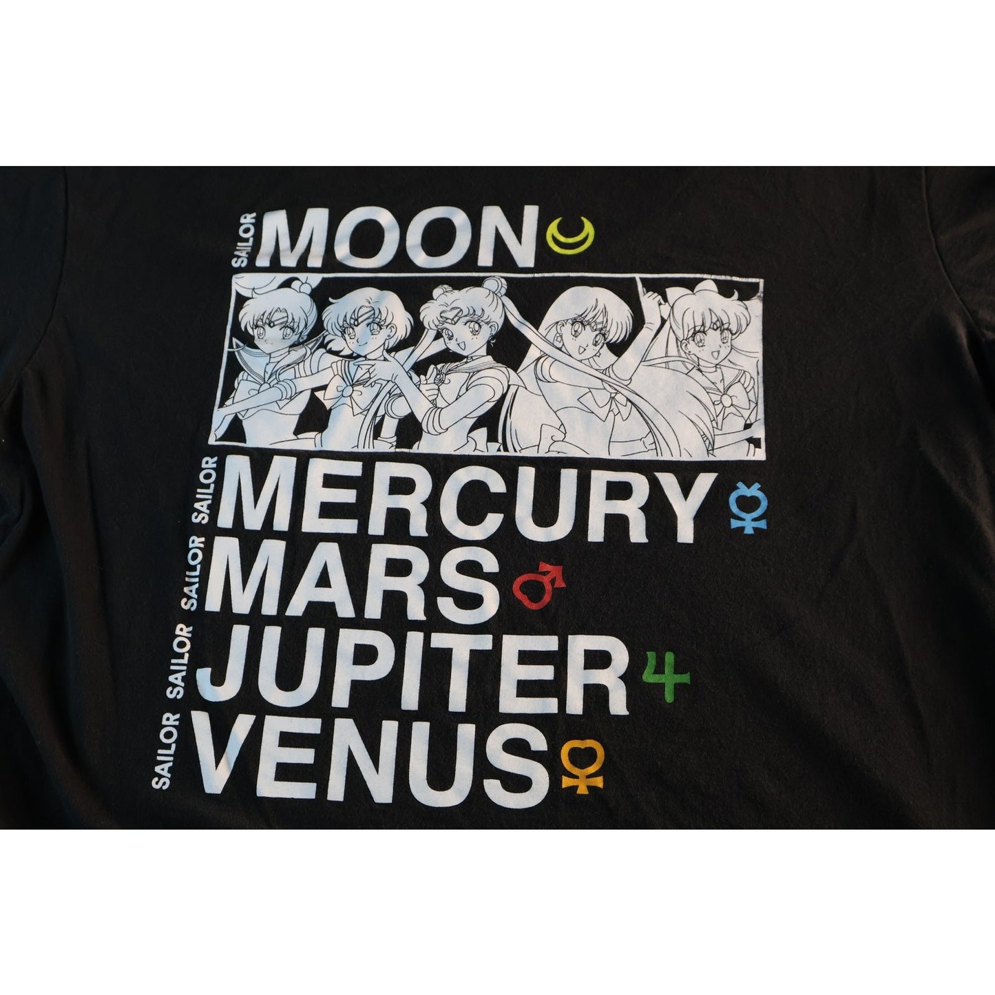 Sailor Moon Shirt Mens Extra Large Black Anime Mercury Mars Jupiter Venus Tee