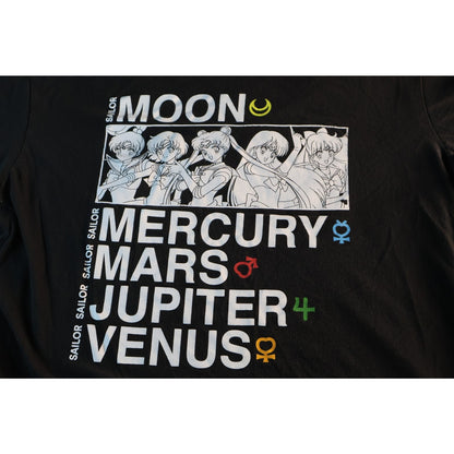 Sailor Moon Shirt Mens Extra Large Black Anime Mercury Mars Jupiter Venus Tee