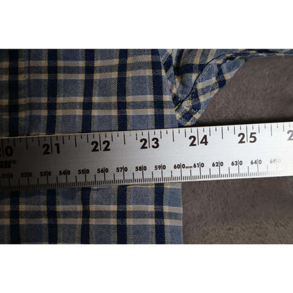Eddie Bauer Shirt Mens Large Blue Plaid Short Sleeve Button Down Casual Cotton
