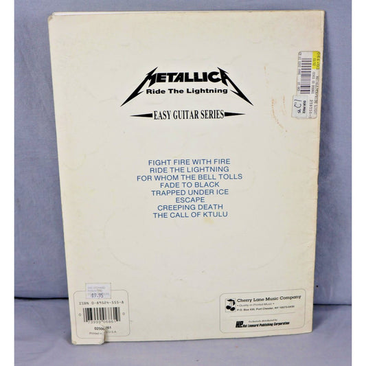 Vintage Metallica Ride The Lightning Guitar Tab Book 1990 Cherry Lane Songbook