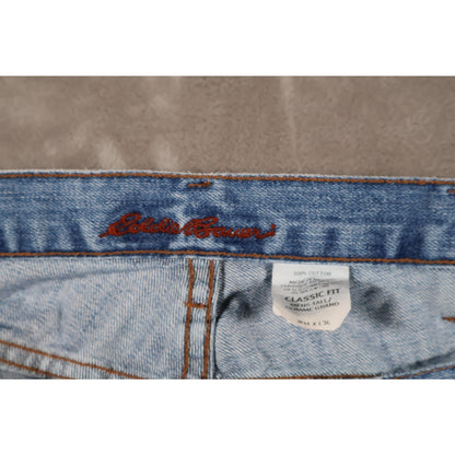 Eddie Bauer Jeans Mens 44x36 Blue Classic Fit Premium Denim Distressed Raw Hem