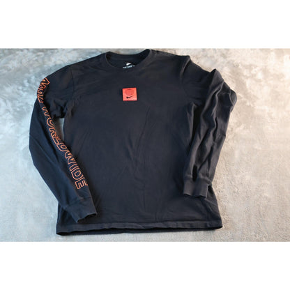 Nike Shirt Mens Medium Black Long Sleeve Worldwide Globe Graphic Streetwear