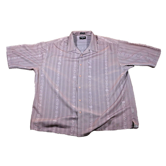 Rocawear Shirt Mens 2XL Purple Gray Button Up Short Sleeve All Over Print Logo