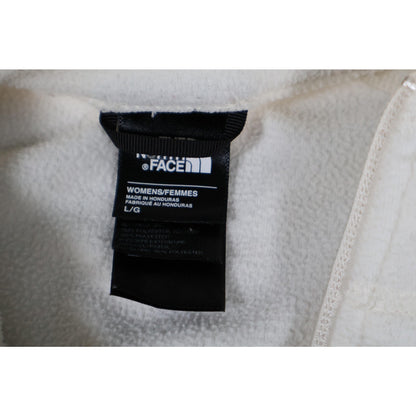 North Face Fleece Jacket Womens Large White Full Zip Outdoor Winter Coat Warm