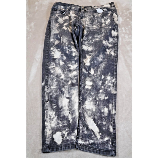 Luke & Dutch Jeans Mens 38x32 Straight Leg Distressed Denim Pants Bleach Wash