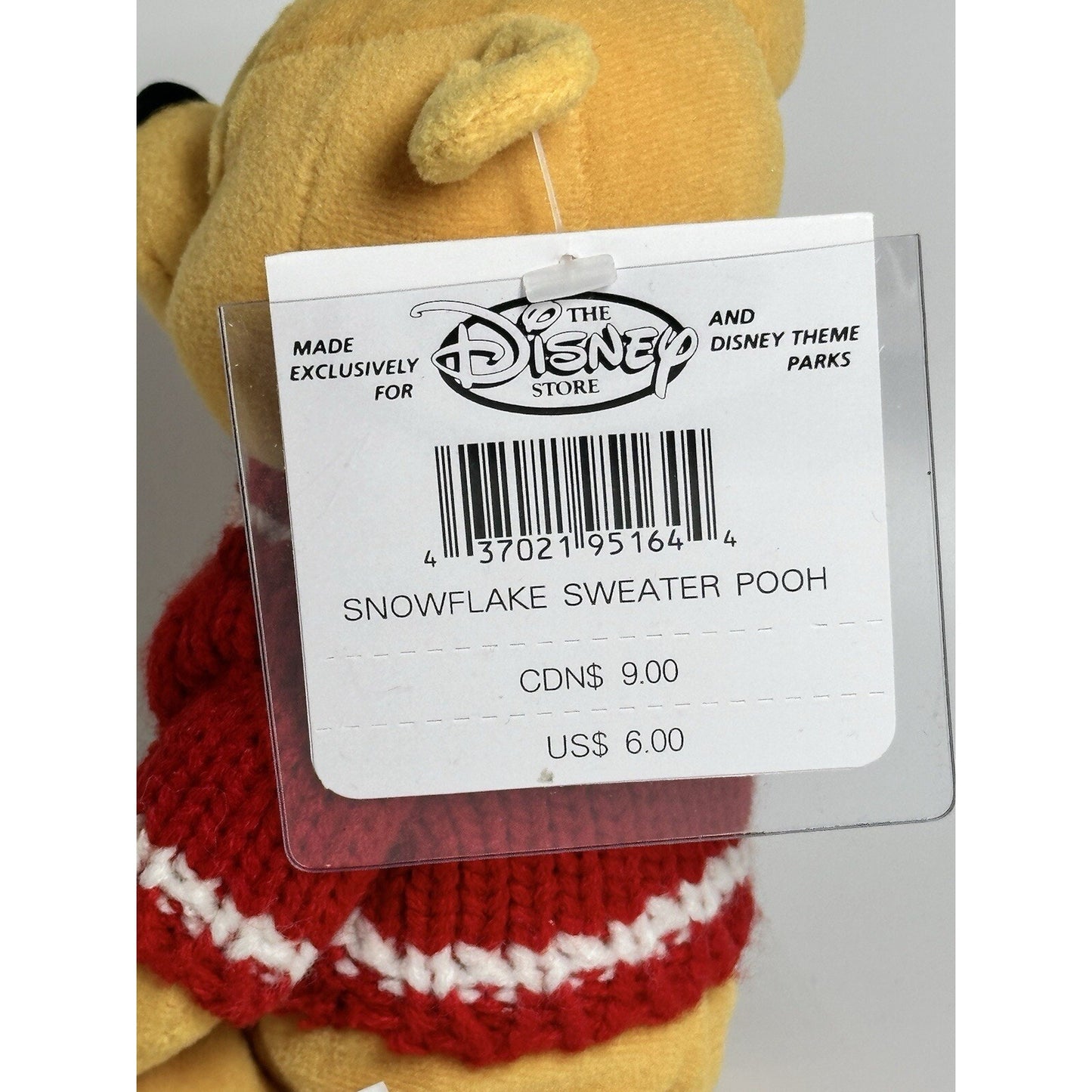Vintage Disney Store Winnie the Pooh Snowflake Sweater Plush