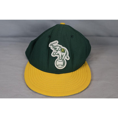 Oakland Athletics Hat Cap Fitted Mens 7 1/8 Green Yellow MLB Baseball New Era