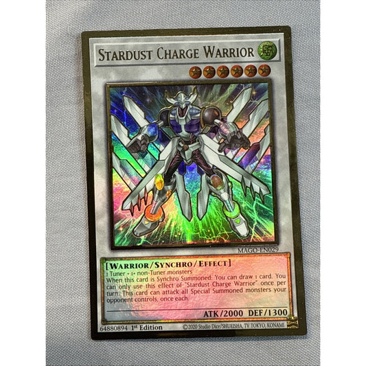 Yugioh Stardust Charge Warrior MAGO-EN029 Gold Rare 1st Ed NM