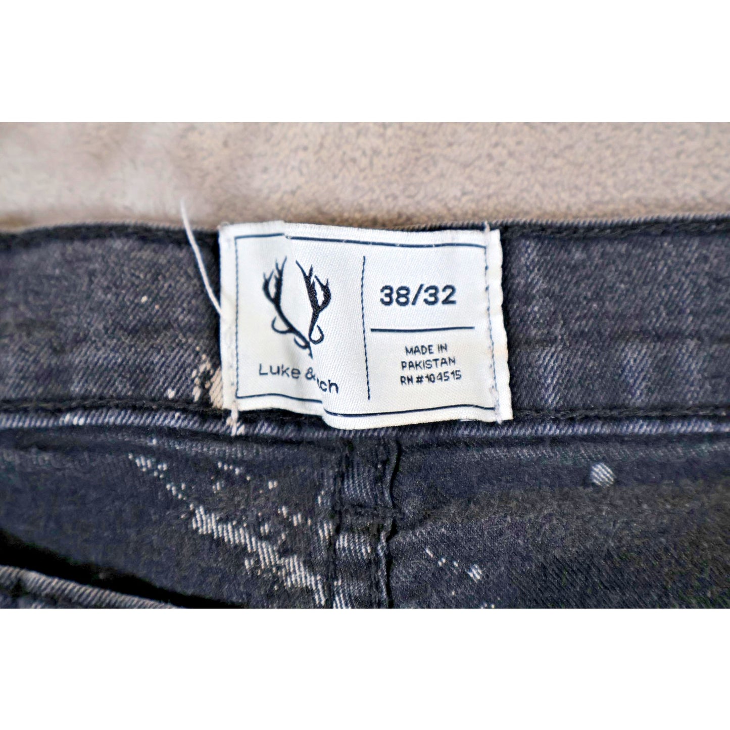 Luke & Dutch Jeans Mens 38x32 Straight Leg Distressed Denim Pants Bleach Wash