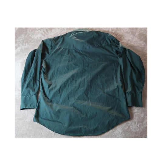 Plains Western Wear Shirt Mens Large Green Cowboy Pearl Snap Bull Skull Rodeo
