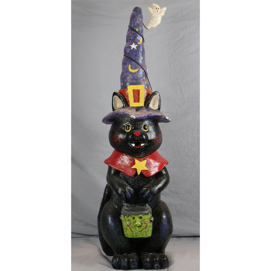 30” Resin Black Cat Witch & Ghost Halloween Figure Indoor Outdoor Decor Costco