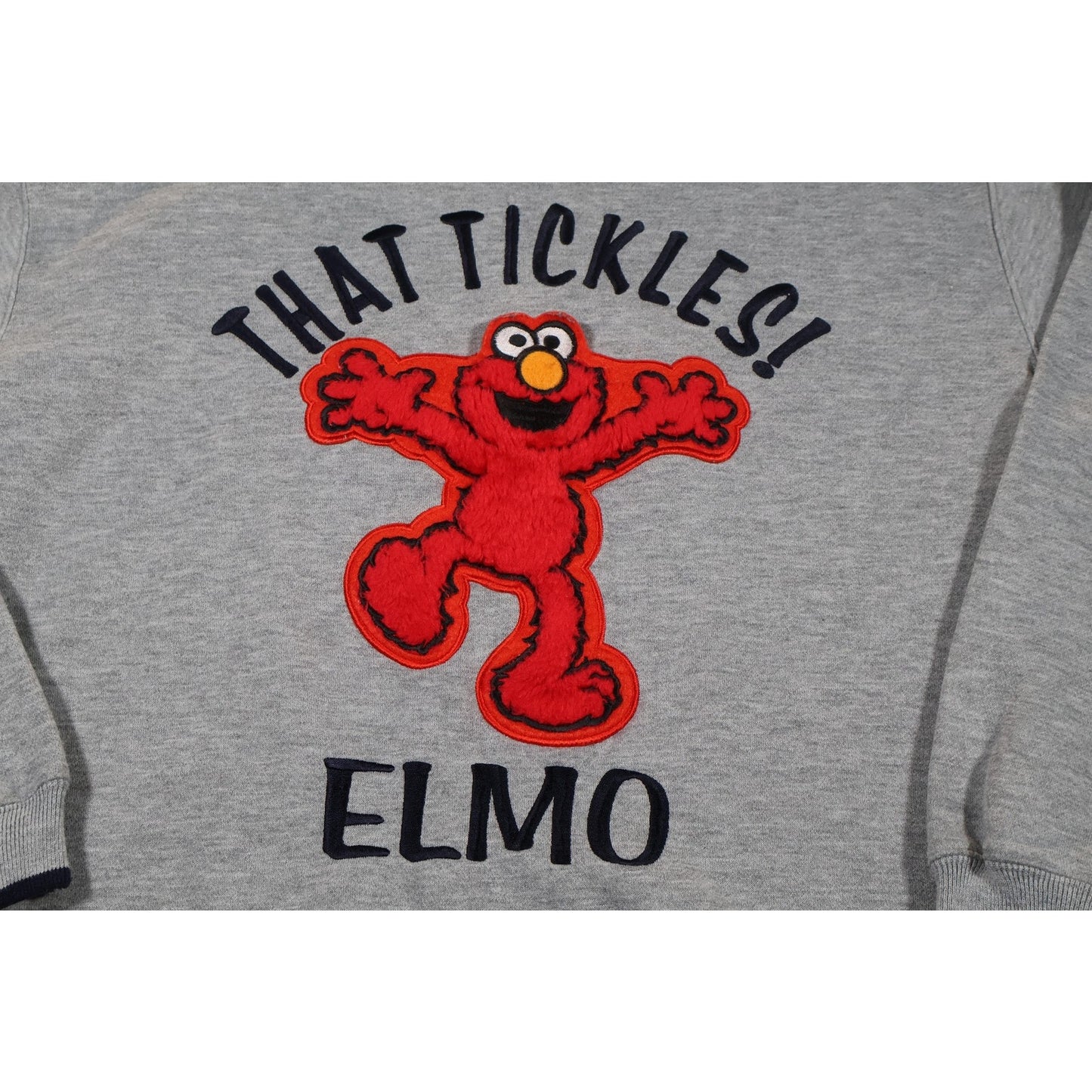 Sesame Street Elmo Sweater Mens Large Gray That Tickles Fuzzy Pullover 2000s