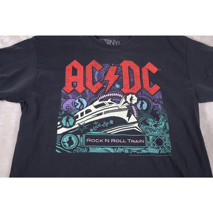 ACDC Shirt Mens Medium Black Rock N Roll Train Band Graphic Tee Vintage Style