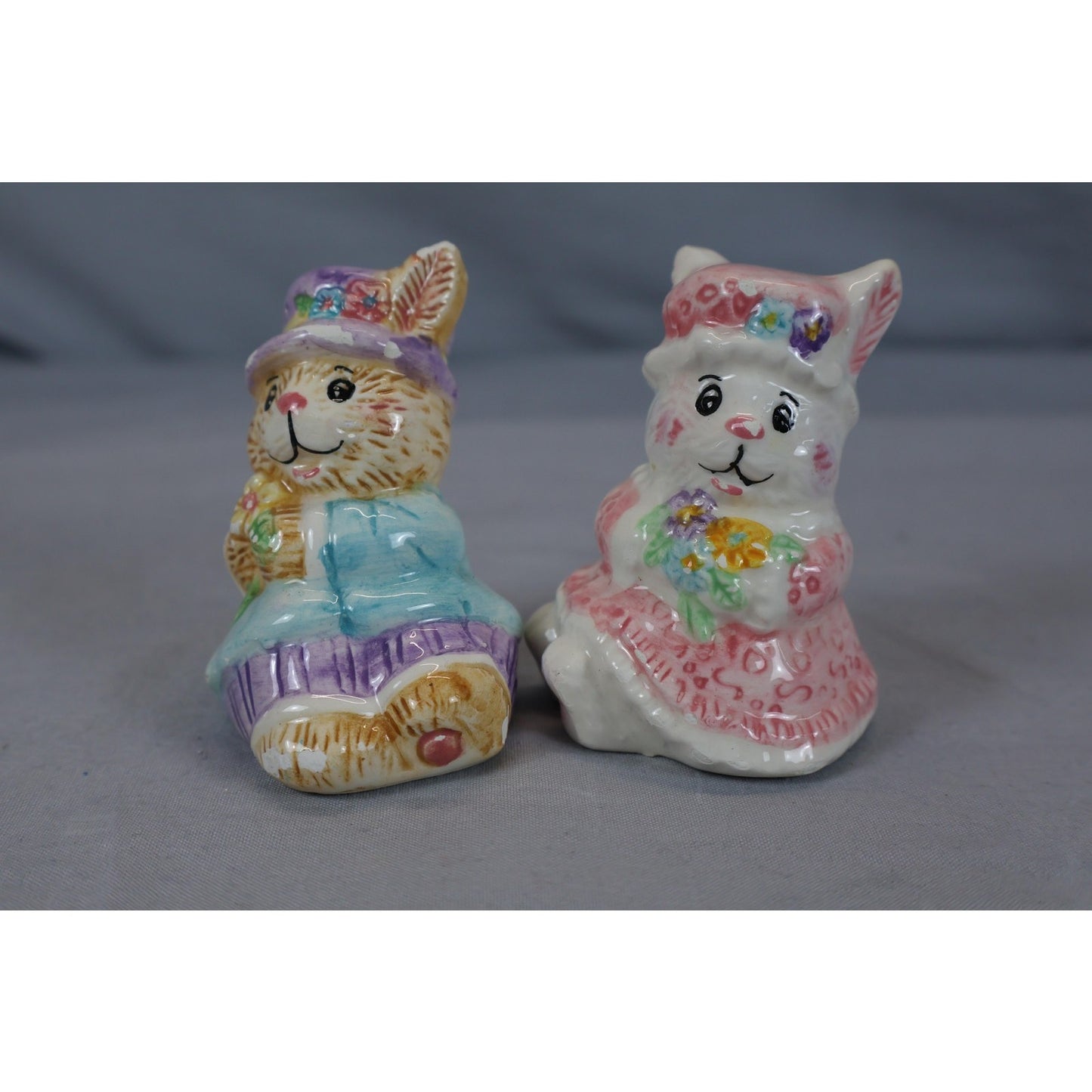 Vintage Fitz & Floyd Bunny Rabbit Tea Set Plates Cups Creamer Sugar Japan Easter