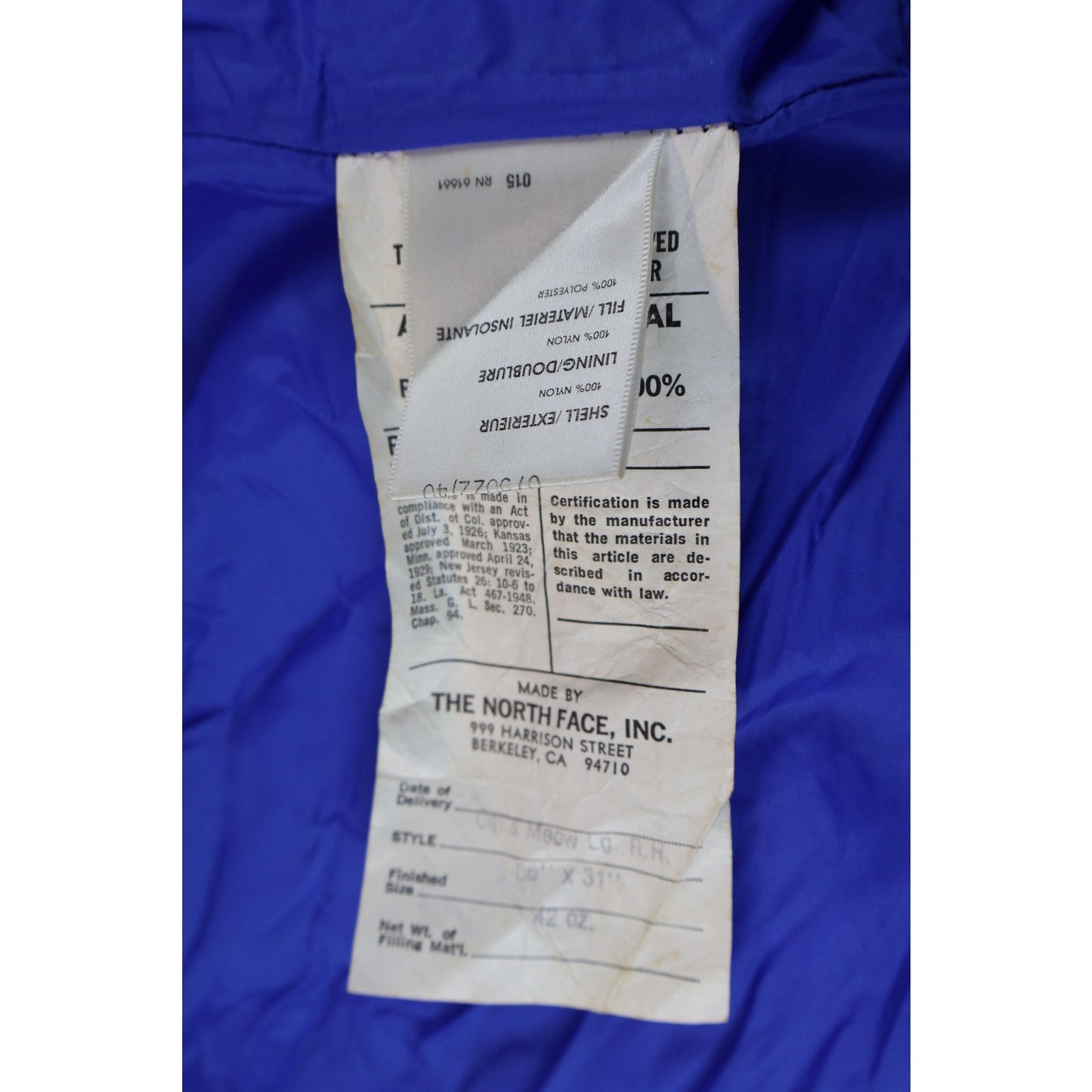 Vintage The North Face Polarguard Sleeping Bag Synthetic Adult Large USA