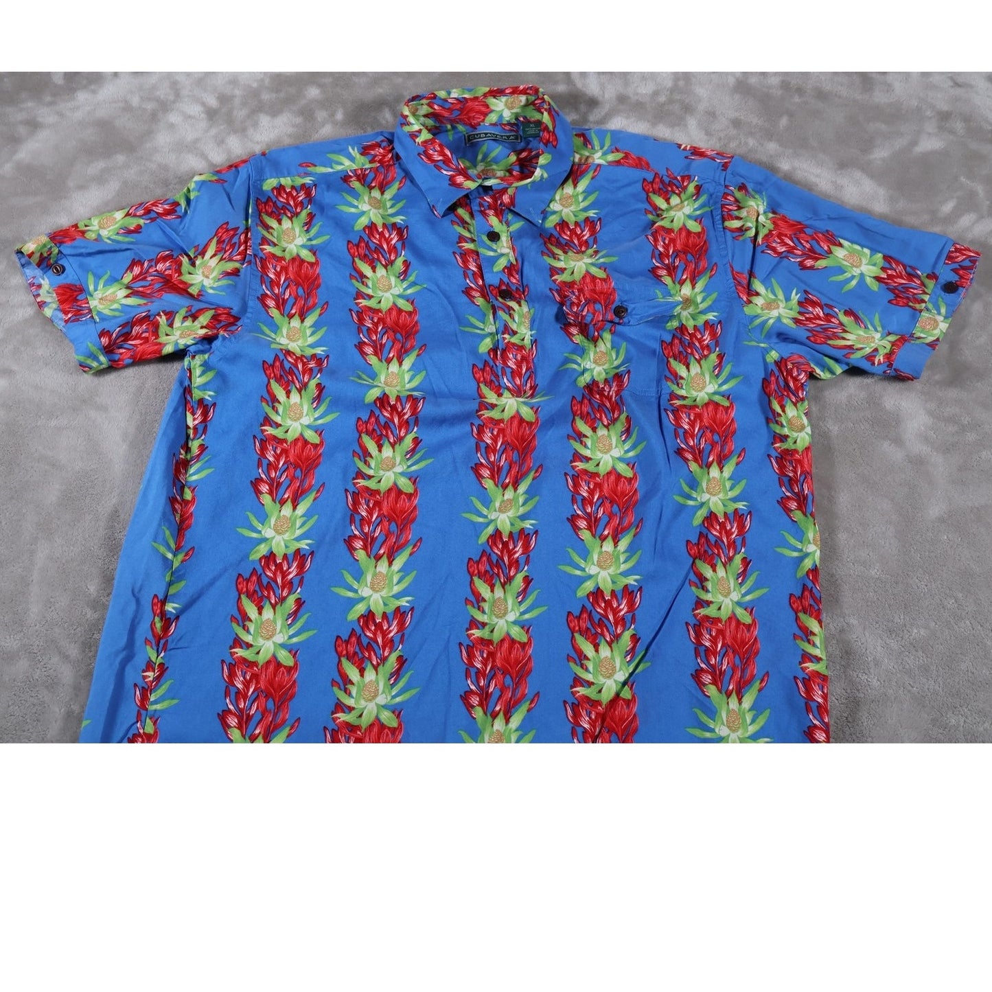 Cubavera Shirt Mens XL Floral Hawaiian Button Up Rayon Short Sleeve Summer Casua