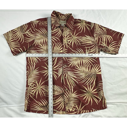 Men's Medium Cooke Street Aloha Hawaiian Shirt Red/Maroon Leaf Print