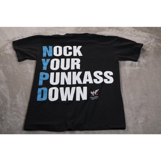 Vintage Stone Cold Steve Austin Shirt Mens Medium Black WWF Wrestling NYPD 90s