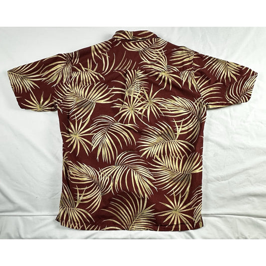 Men's Medium Cooke Street Aloha Hawaiian Shirt Red/Maroon Leaf Print