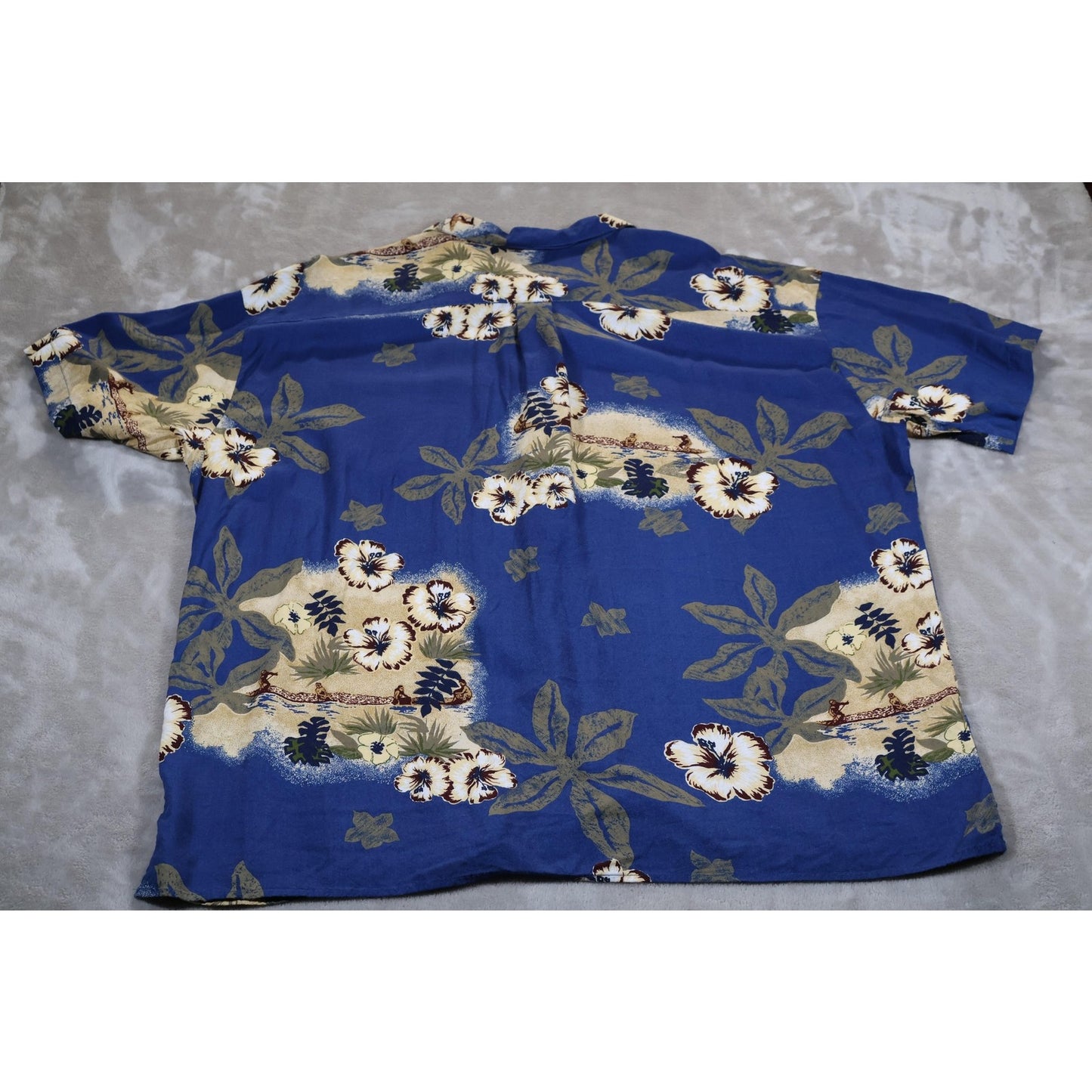 Feldini Shirt Mens 2XL Blue Floral Hawaiian Rayon Short Sleeve Button Up Aloha