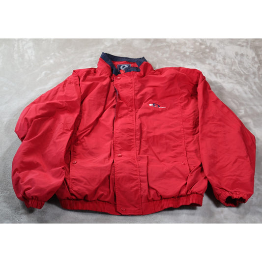 Gear For Sports Jacket Mens Large Red Nylon Windbreaker Snap Front Embroidered