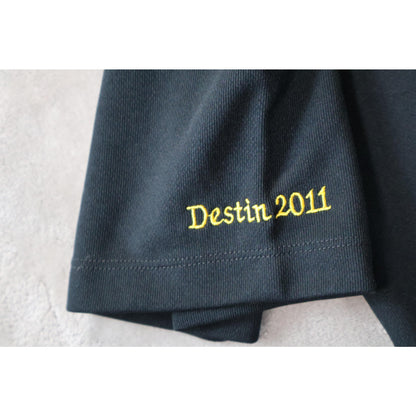 Nike Golf Polo Shirt Mens Large Black Dri-FIT Embroidered Sun Logo Destin 2011