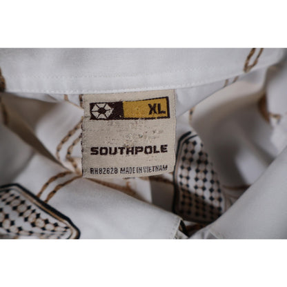 Southpole Shirt Mens XL Short Sleeve Button Up Chain Graphic Casual
