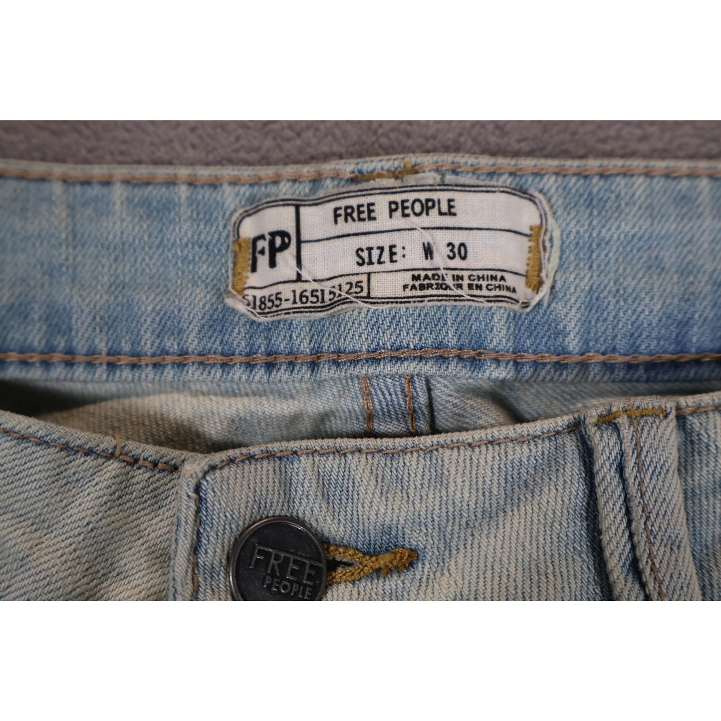 Free People Jeans Womens 30 Light Wash Palm Indig Distressed Denim Straight Leg