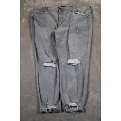Torrid Bombshell Skinny Jeans Womens 24R Gray Distressed Ripped Super Soft Denim