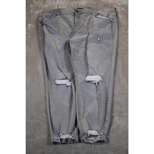 Torrid Bombshell Skinny Jeans Womens 24R Gray Distressed Ripped Super Soft Denim