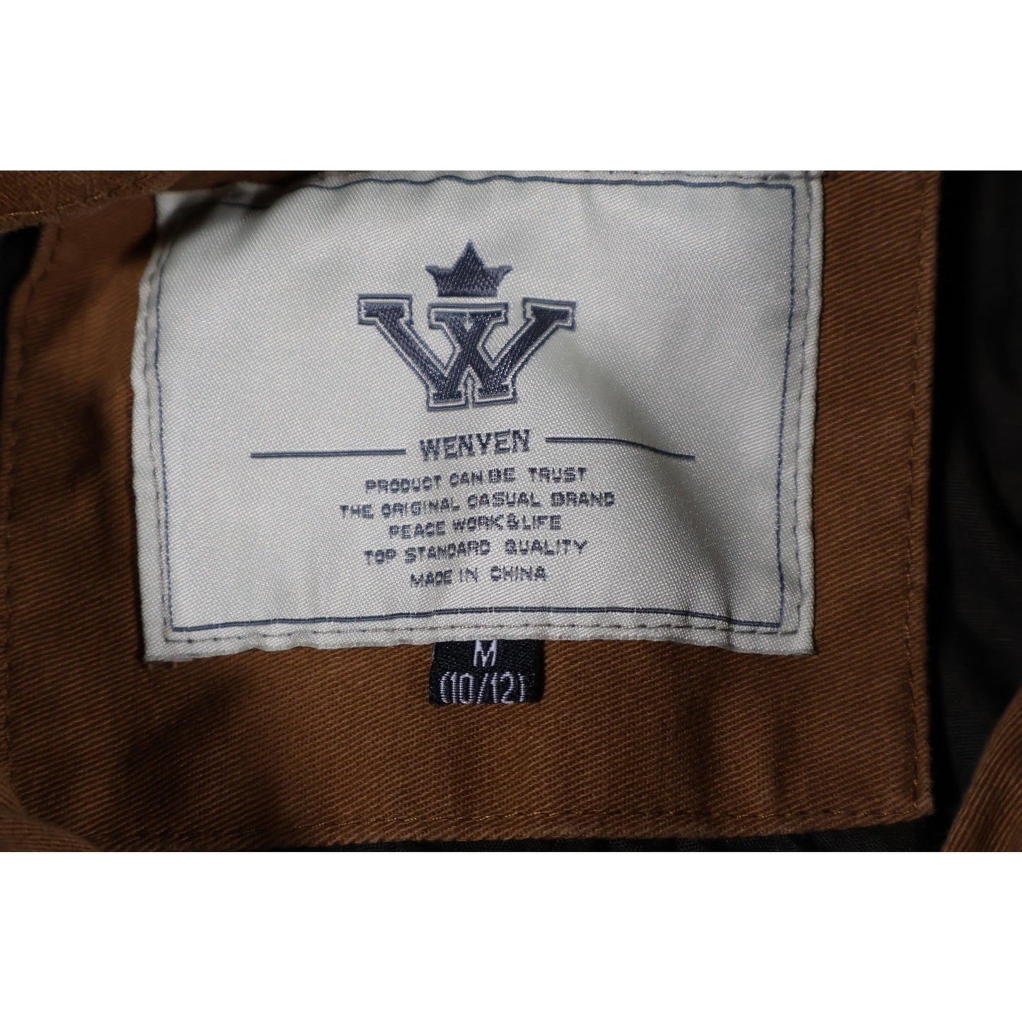 Wenven Jacket Mens Medium Brown Hooded Workwear Utility Cotton Canvas Pockets