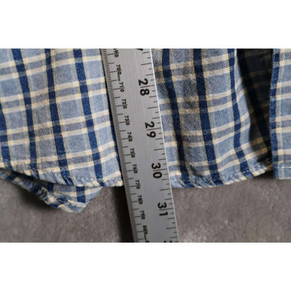 Eddie Bauer Shirt Mens Large Blue Plaid Short Sleeve Button Down Casual Cotton