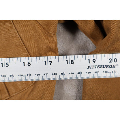 Wenven Jacket Mens Medium Brown Hooded Workwear Utility Cotton Canvas Pockets