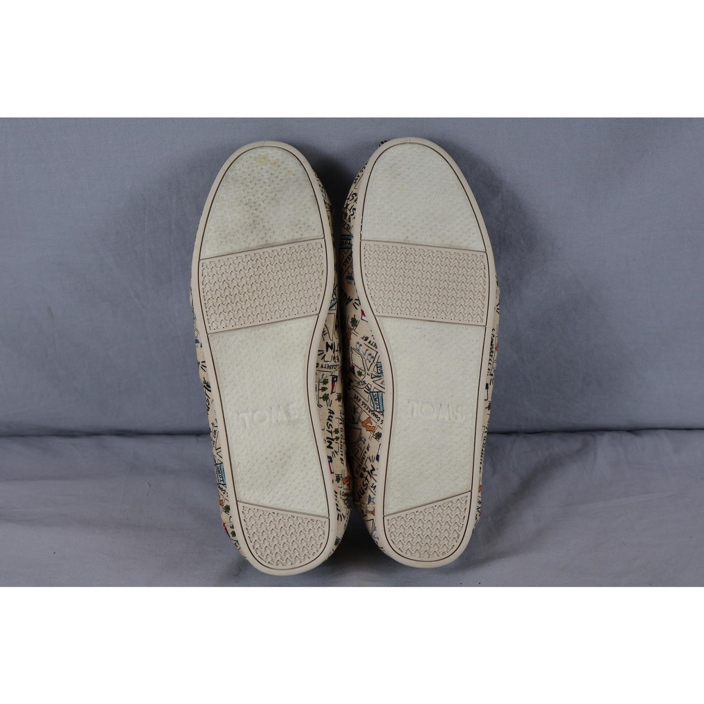TOMS Shoes Mens Size 12 Austin Map Canvas Slip On Texas Print Comfort Casual