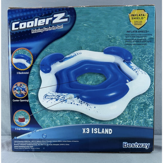 Bestway Blue CoolerZ X3 Island 3 Person Inflatable Sturdy With Inflatashiel 6ft