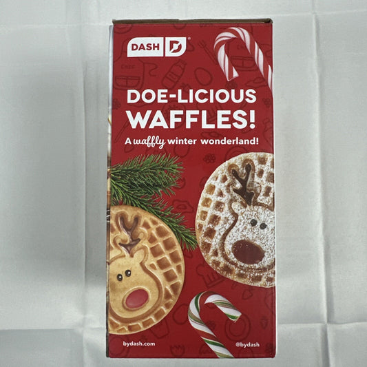 Dash Electric "REINDEER" 4" Mini Waffle Maker, Non-Stick 350 Watts -- New in Box