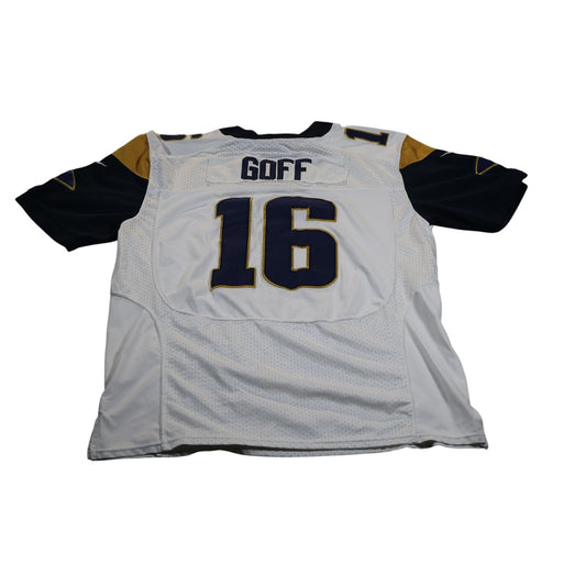 Los Angeles Rams Jersey Mens Large White NFL Football Jared Goff Nike On Field