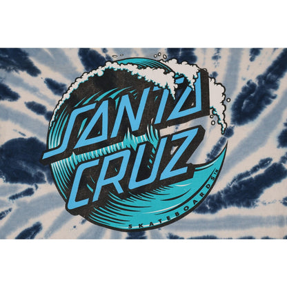 Santa Cruz Shirt Mens Small Blue White Tie Dye Skateboard Tee Graphic Wave Logo