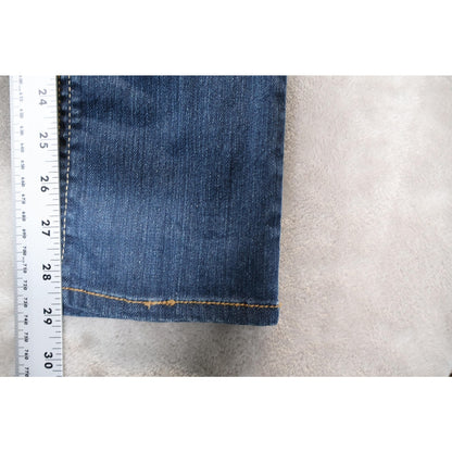 Mudd Jeans Womens 5S Blue Mid Rise Straight Leg Denim Pants Embroidered Pockets