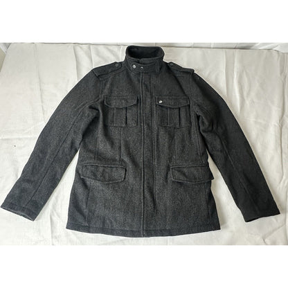 Ben Sherman Military Utility Wool Blend women Jacket Herringbone Field Barn Chore SM