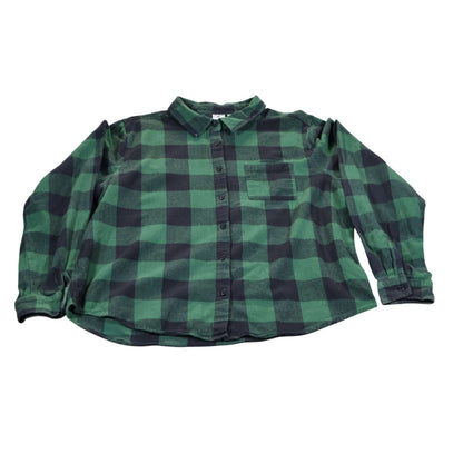 Betty Boop Shirt Womens Large Plaid Flannel Button Up Cartoon Graphic