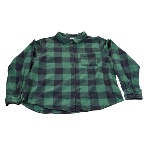 Betty Boop Shirt Womens Large Plaid Flannel Button Up Cartoon Graphic