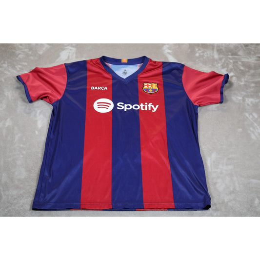 FC Barcelona Shirt Mens XL Blue Red La Liga Soccer Gavi 6 Spotify UNHCR Jersey