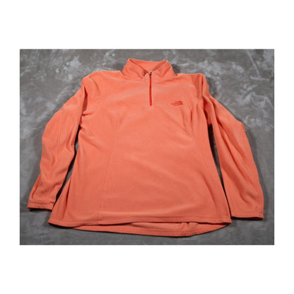 North Face Pullover Womens XL Orange Fleece Half Zip Outdoor Hiking Lightweight