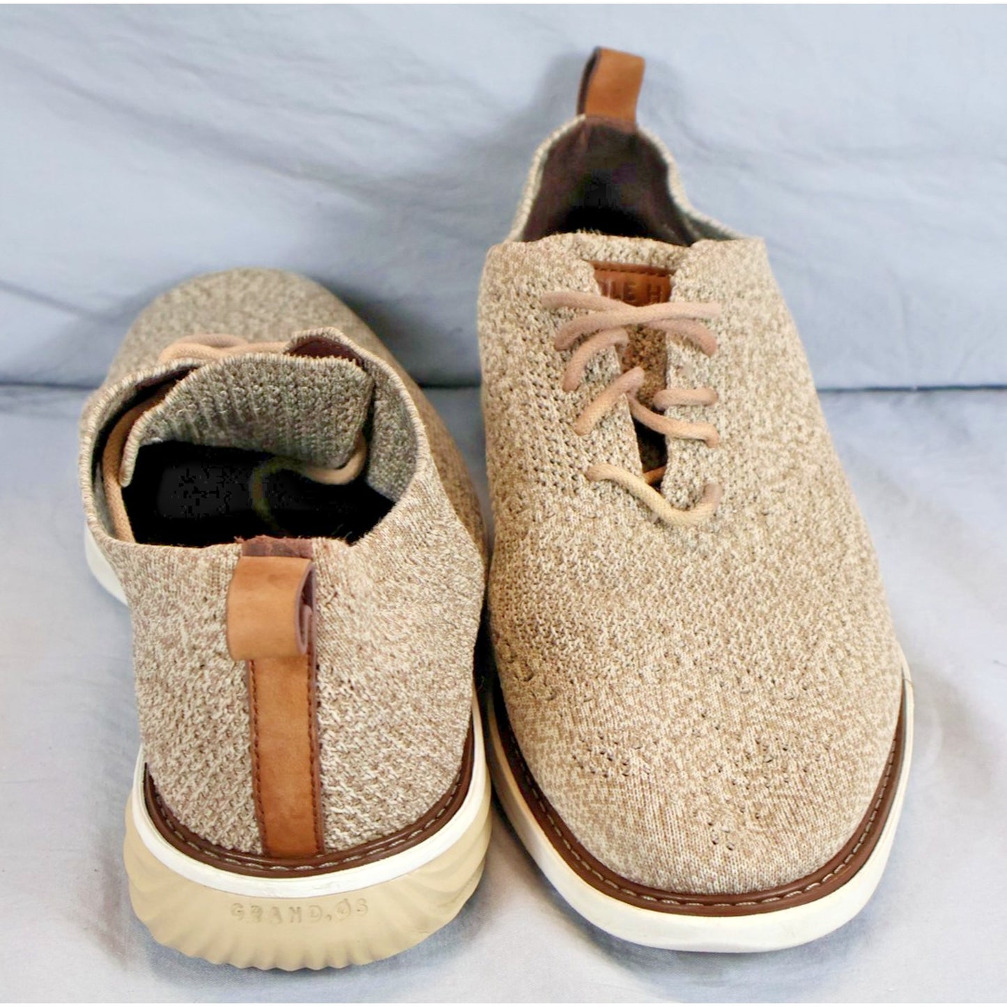 Cole Haan Shoes Mens Size 9 Tan Knit Oxford Lace Up Lightweight Casual C32108